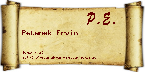 Petanek Ervin névjegykártya